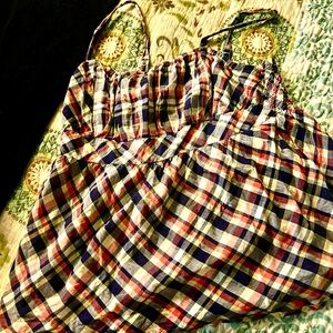 Torrid Multicolor plaid Babydoll style Smocked Tank sz2 (18-20)